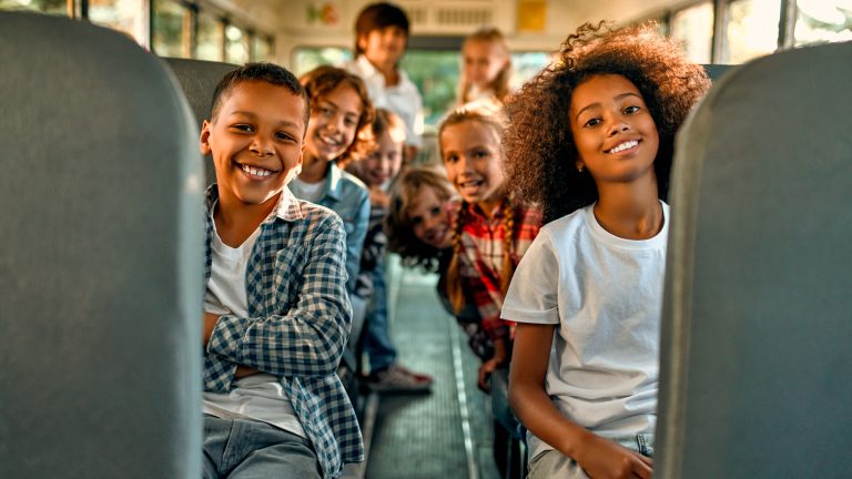 students on bus