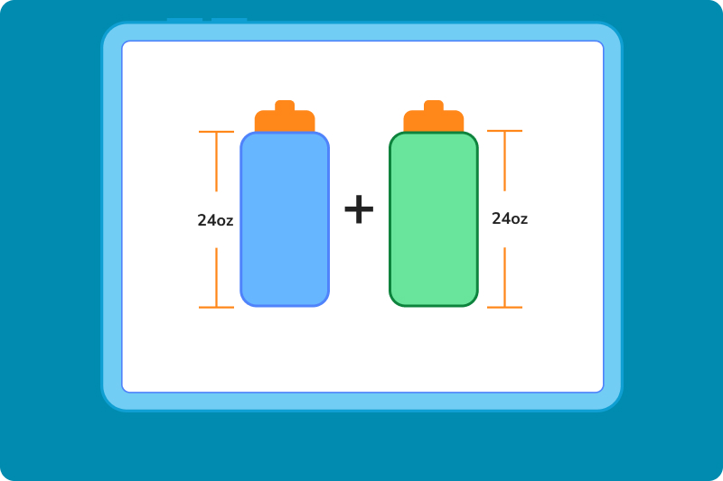 two bottles being measured