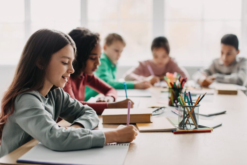 students in a classroom working