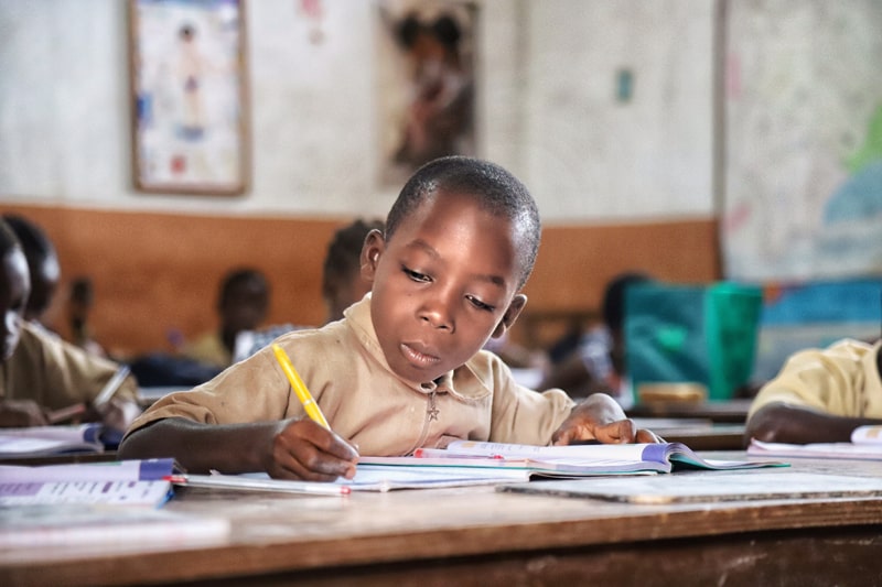 boy working on school work